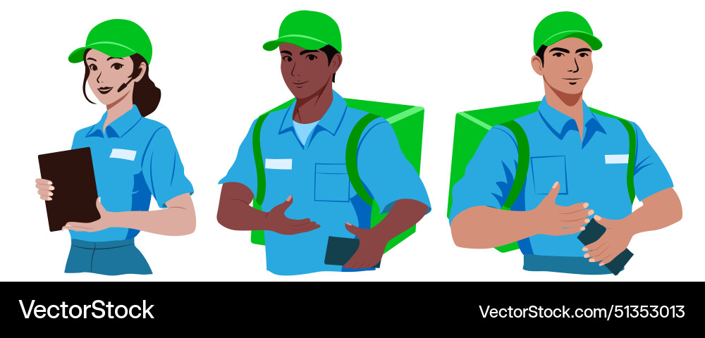 Set of couriers and call center operators Set of couriers and call center operators vector image