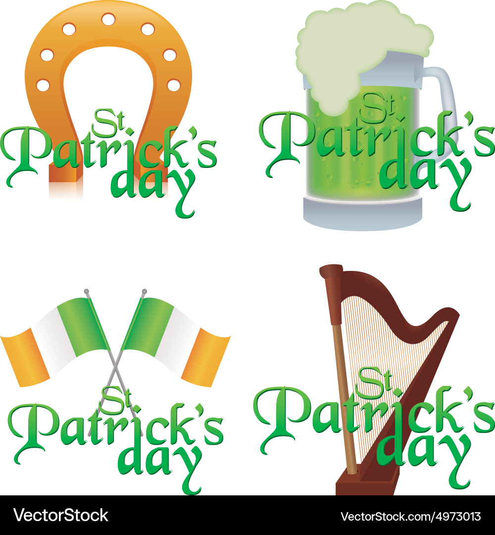 Set traditional elements with text for patricks Vector Image