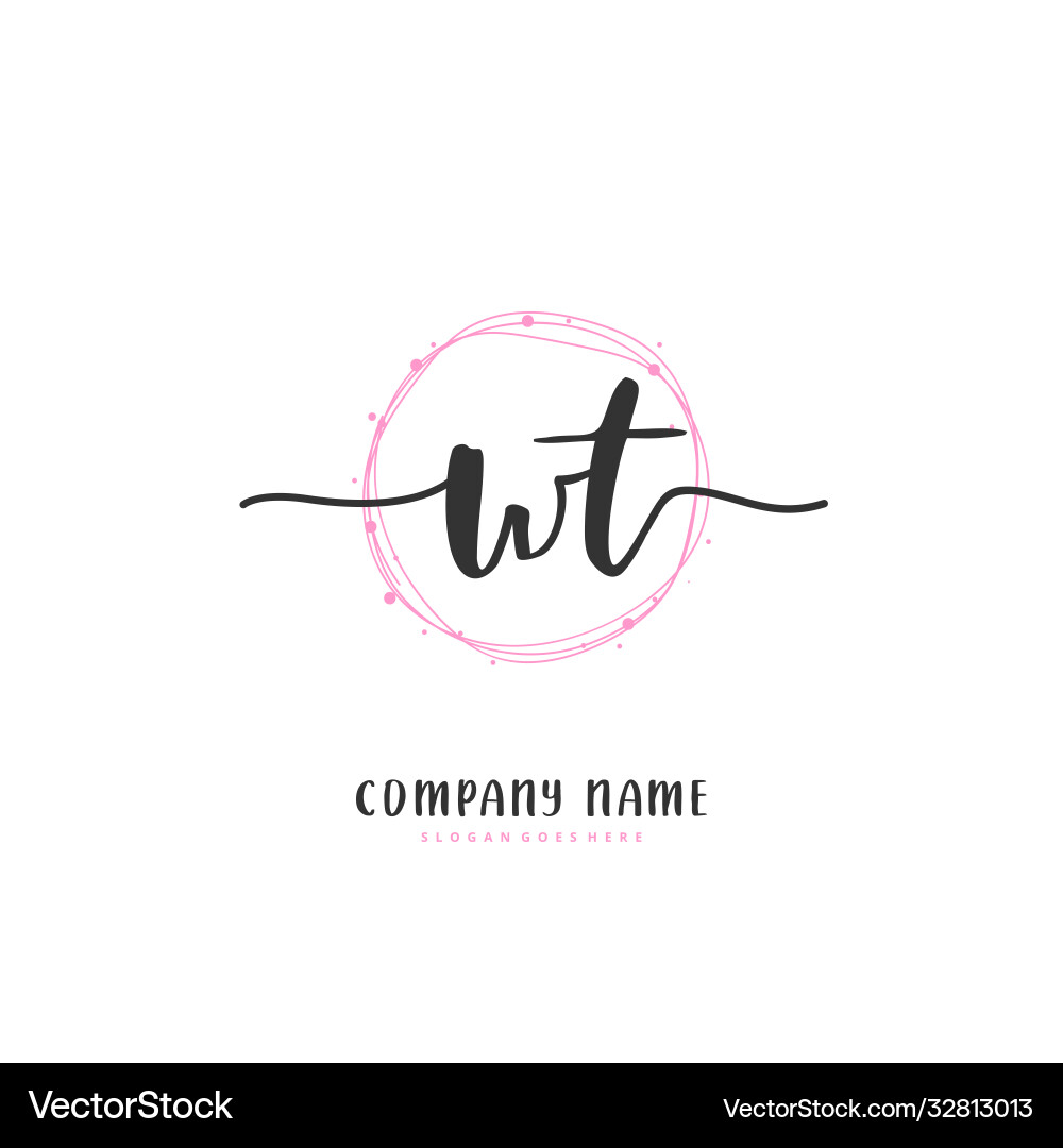 W t wt initial handwriting and signature logo Vector Image