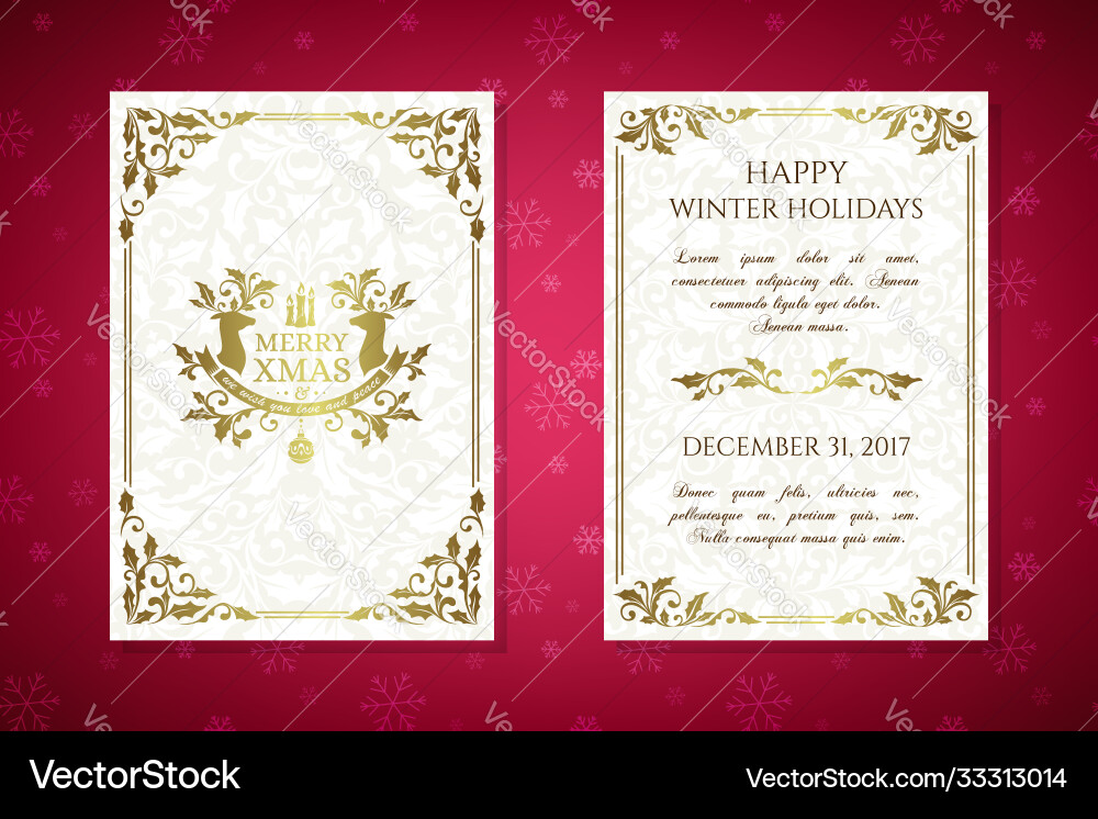 Christmas posters with golden emblems Christmas posters with golden emblems vector image