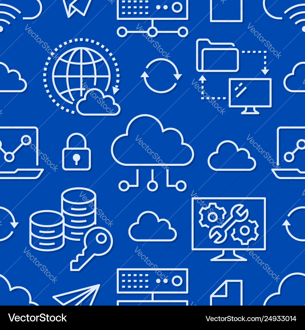 Cloud data storage seamless pattern with line Cloud data storage seamless pattern with line Vector Image