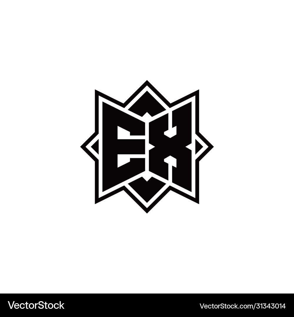 Ex monogram logo with square rotate style outline vector image