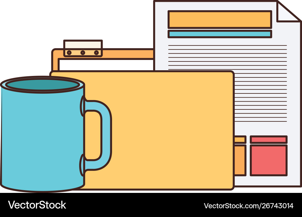 Folder with office objects on white background vector image