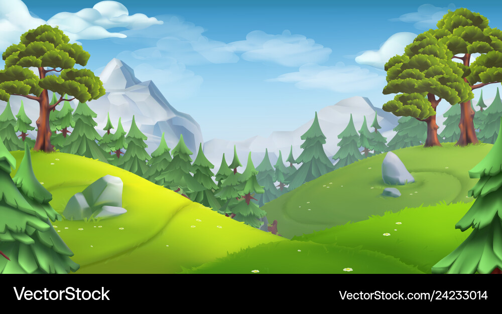 Forest nature landscape 3d background Royalty Free Vector
