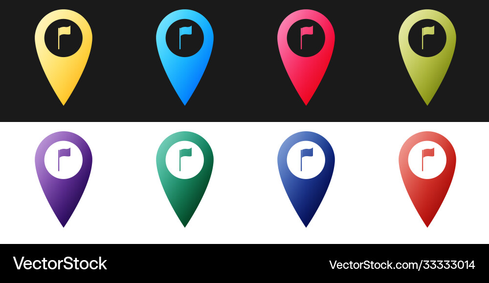 Golf Flag Pointer Icon Set vector image