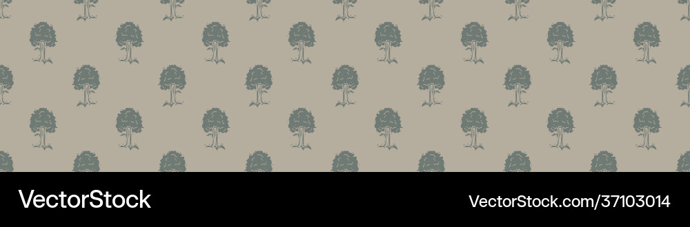Hand carved tree block print seamless border Hand carved tree block print seamless border Vector Image
