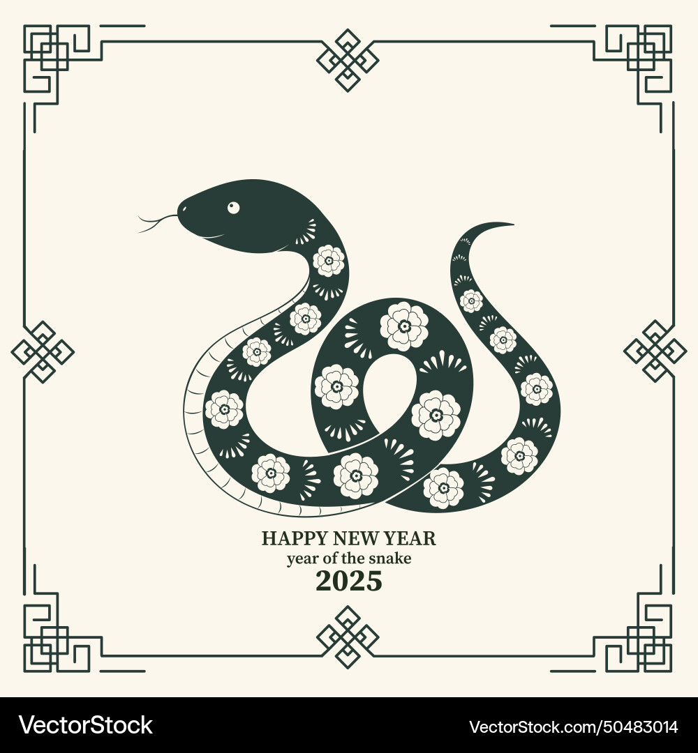 Happy new year 2025 background of the snake vector image