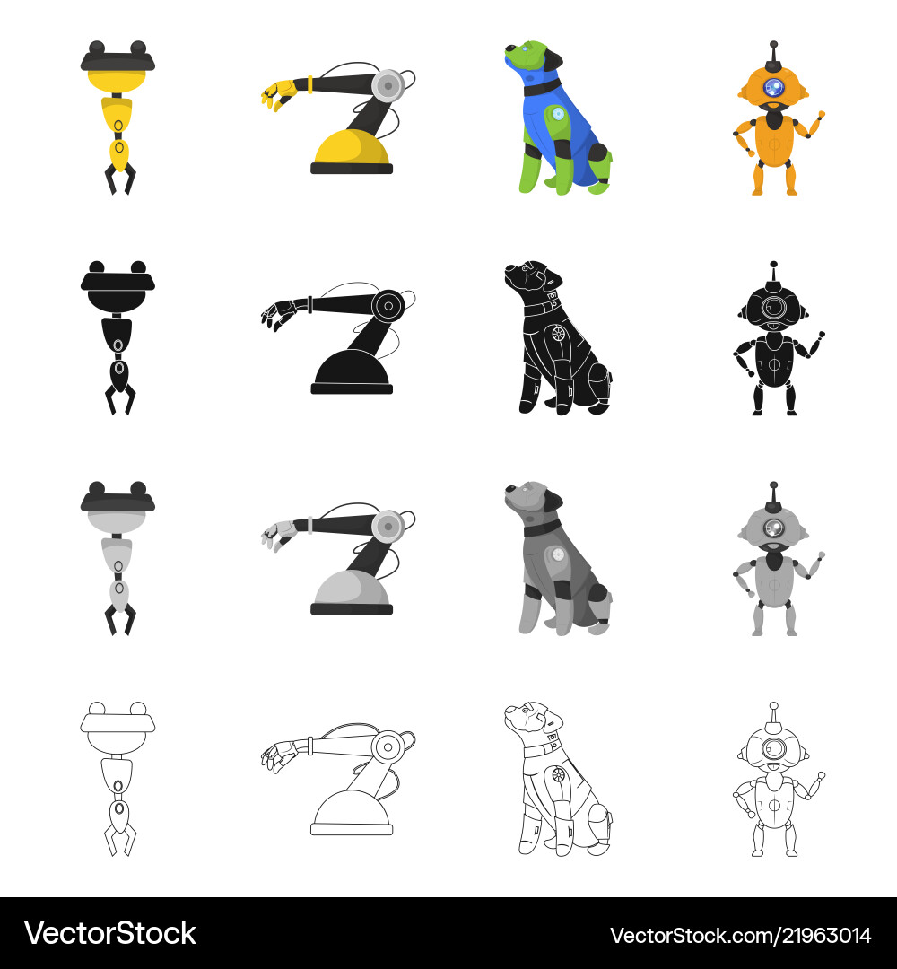 Isolated object of robot and factory logo set vector image