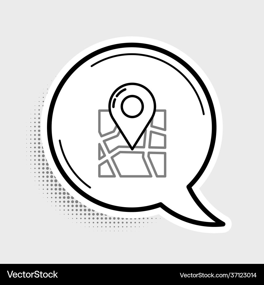 Line folded map with location marker icon isolated Line folded map with location marker icon isolated vector image