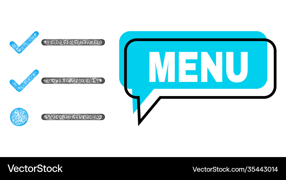 Misplaced menu chat cloud and net mesh checklist vector image