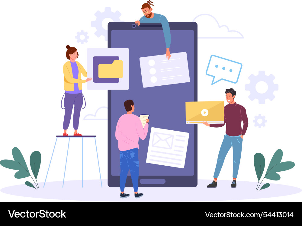 People build mobile app designer and developer Vector Image