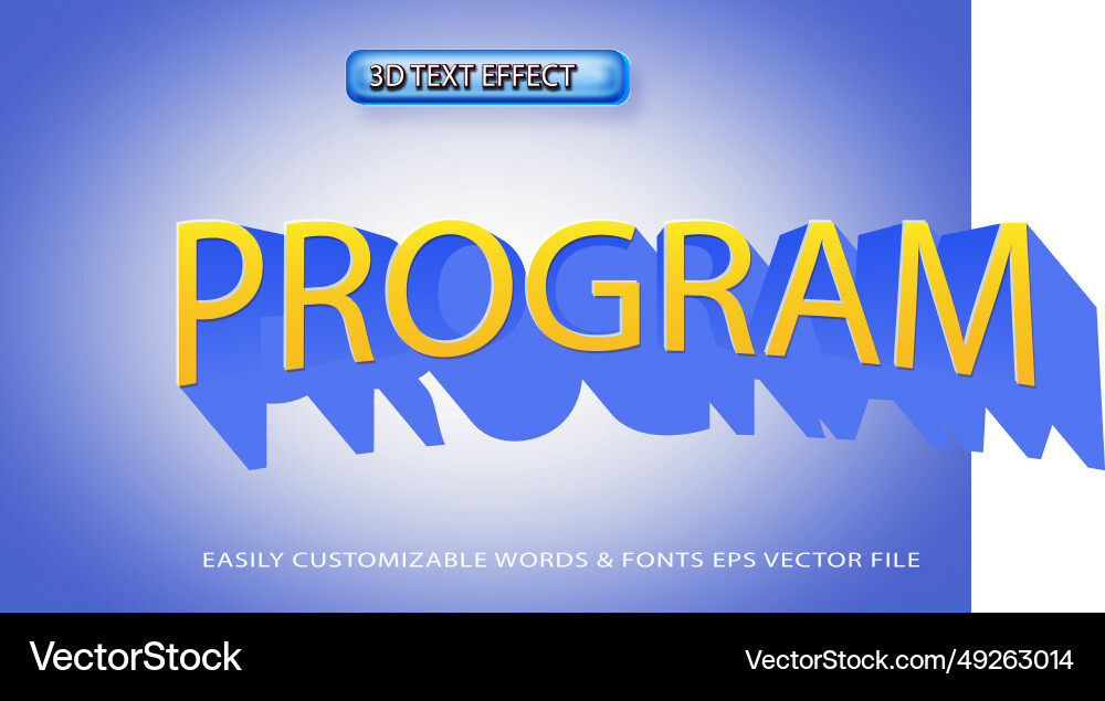 Program 3d style editable text effect template Vector Image