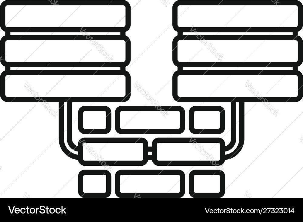 Server firewall icon outline style Vector Image