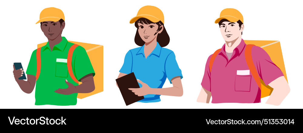 Set of couriers and call center operators Set of couriers and call center operators vector image