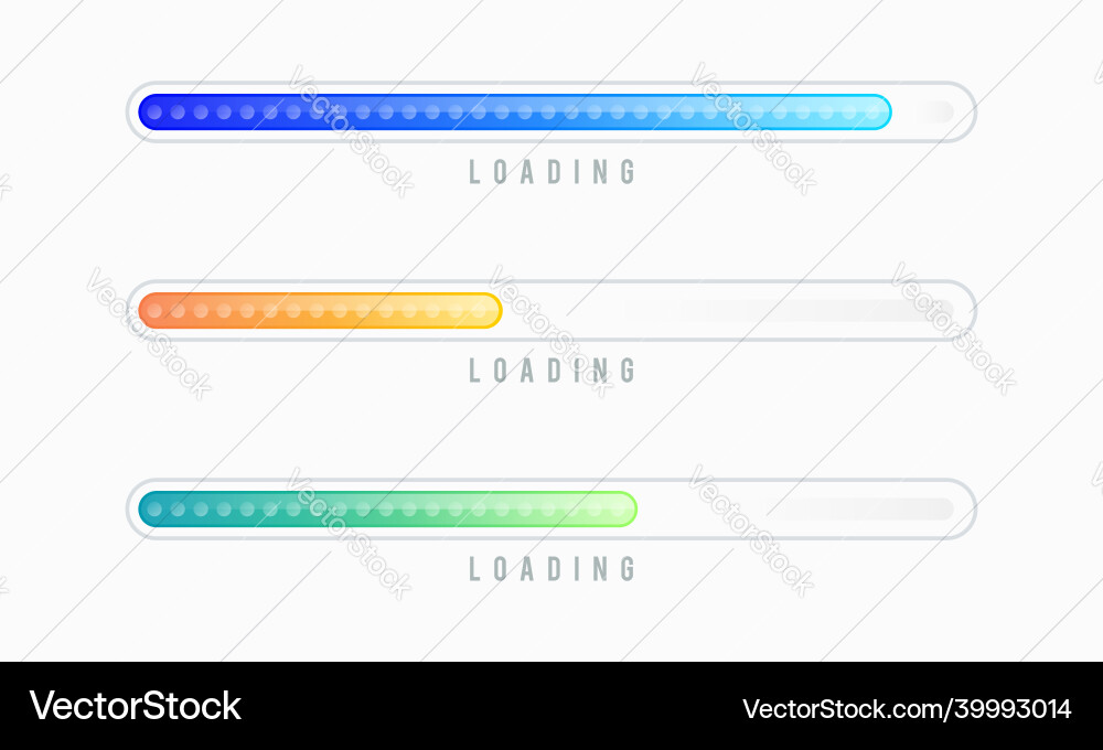 Set of loading bar progress visualization Set of loading bar progress visualization vector image