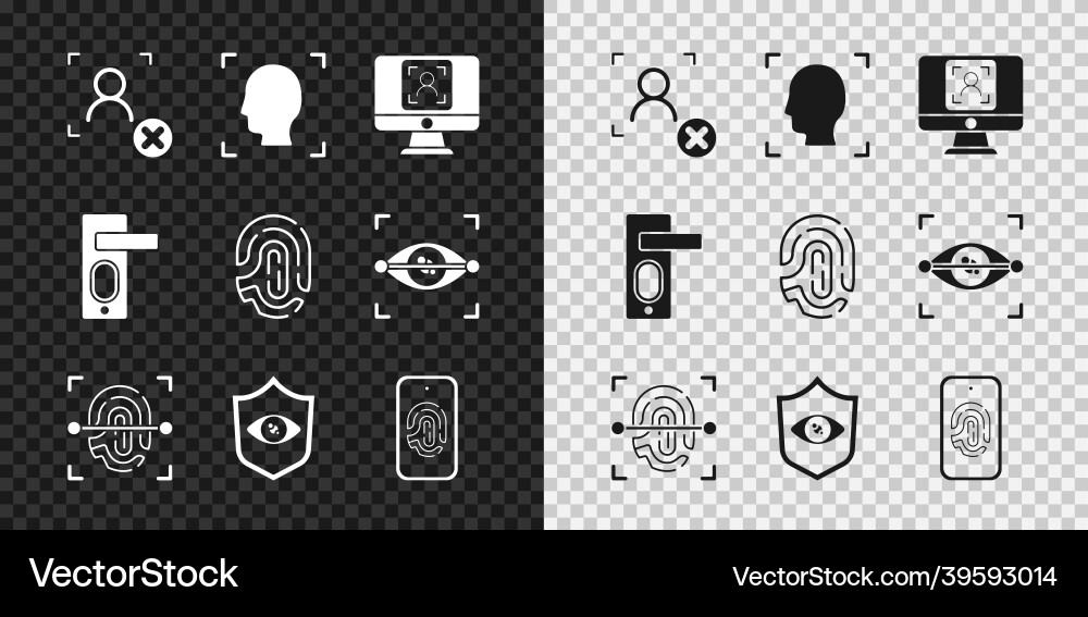 Set rejection face recognition fingerprint Set rejection face recognition fingerprint vector image