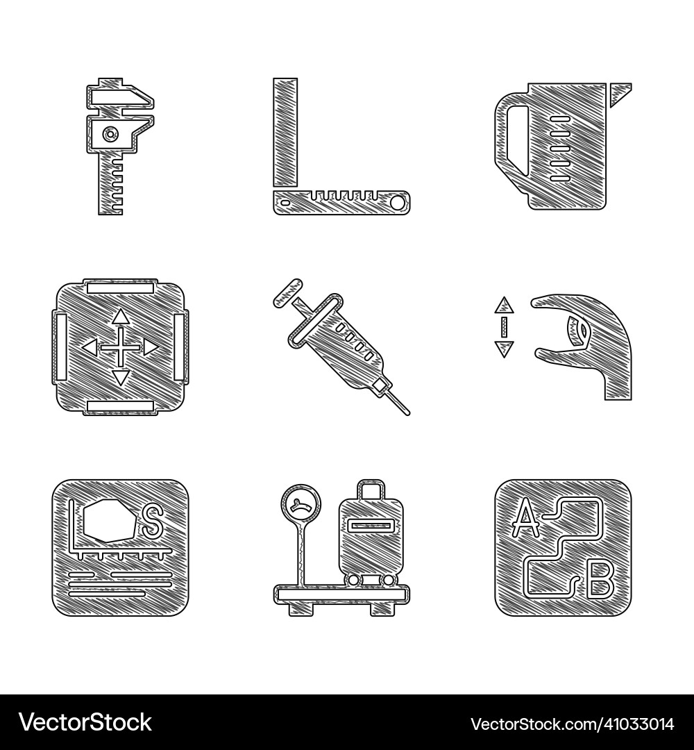 Set syringe scale with suitcase route location Set syringe scale with suitcase route location vector image
