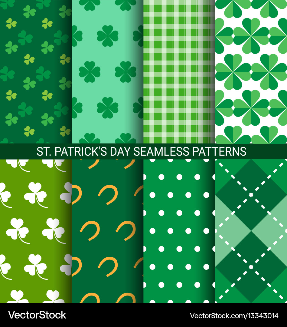 Shamrock Seamless Patterns - St. Patrick's Day vector image