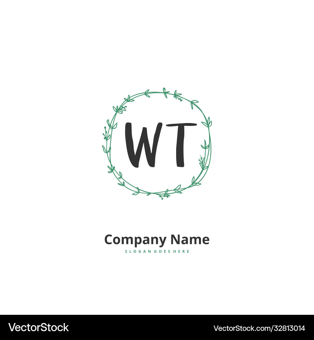 W t wt initial handwriting and signature logo W t wt initial handwriting and signature logo Vector Image