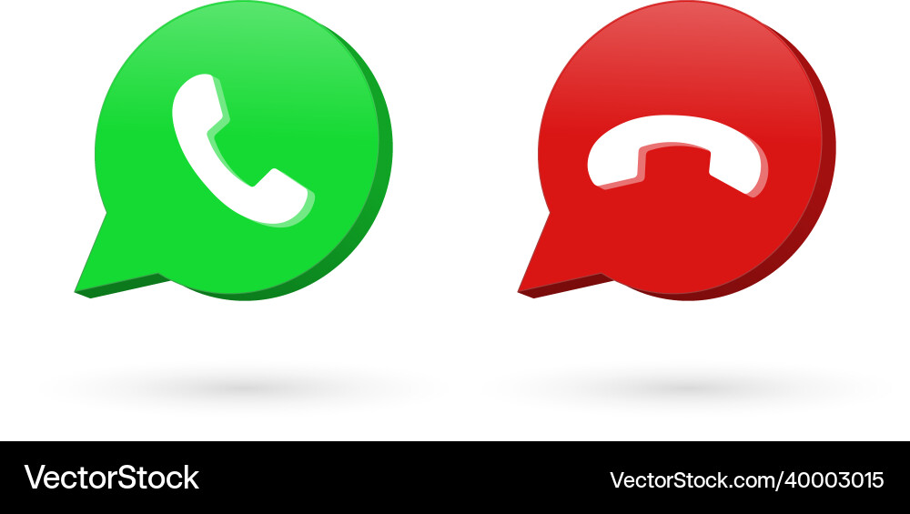 3d call and decline icons buttons vector image