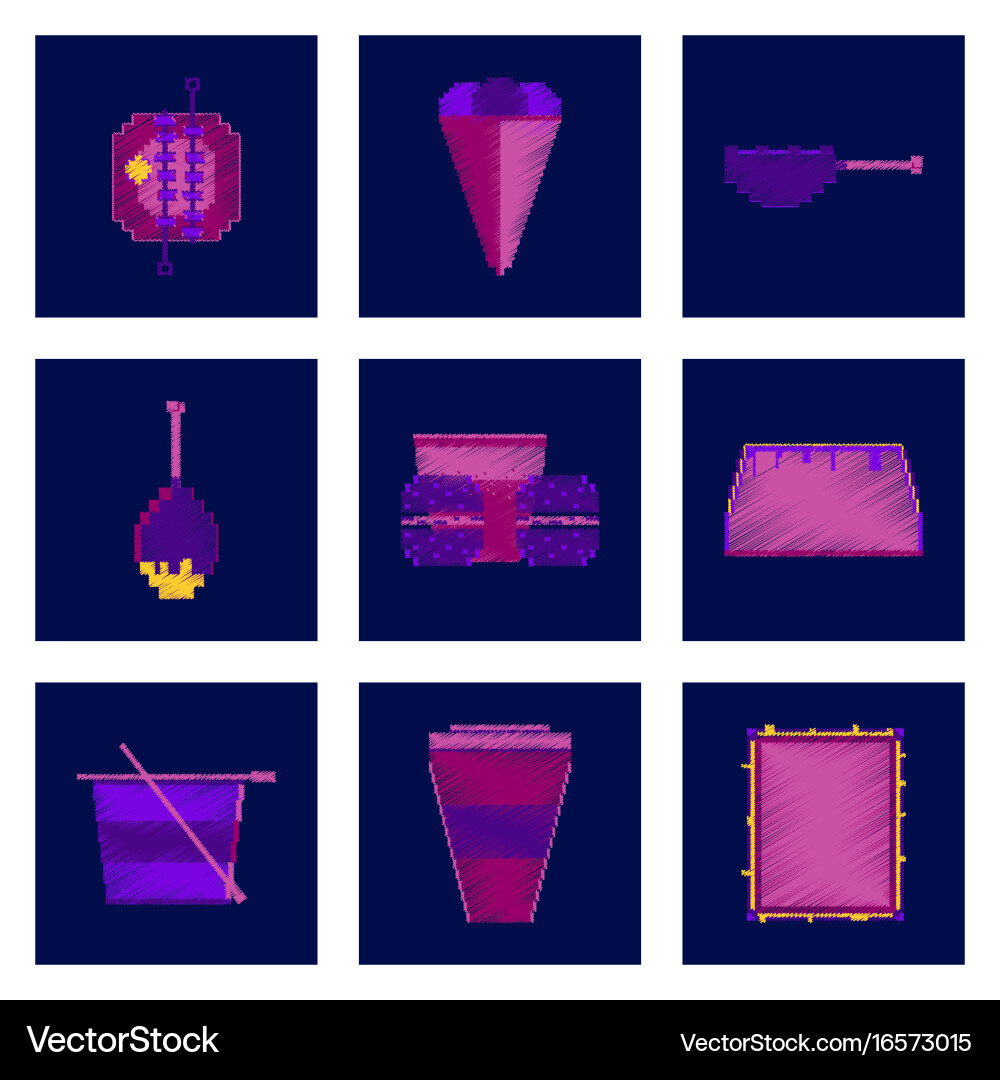 Assembly of flat shading style pixel icon fast vector image
