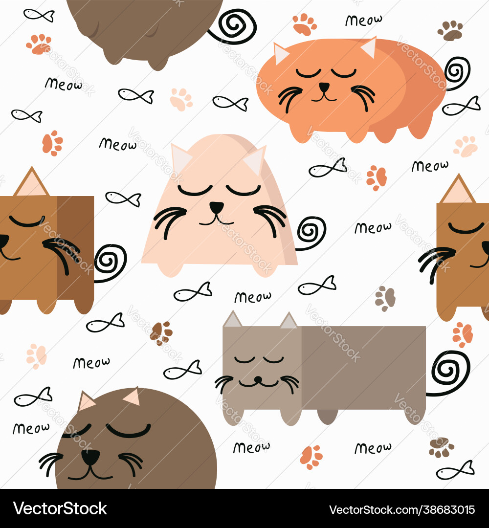 Cat shape geometry seamless pattern vector image