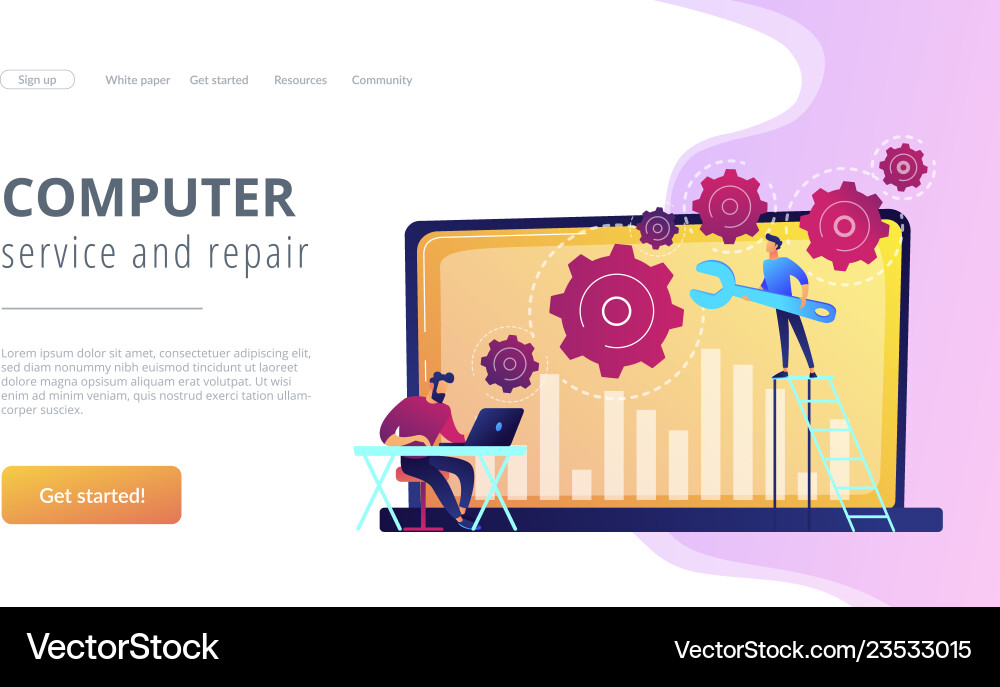 Computer troubleshooting concept landing page Computer troubleshooting concept landing page vector image