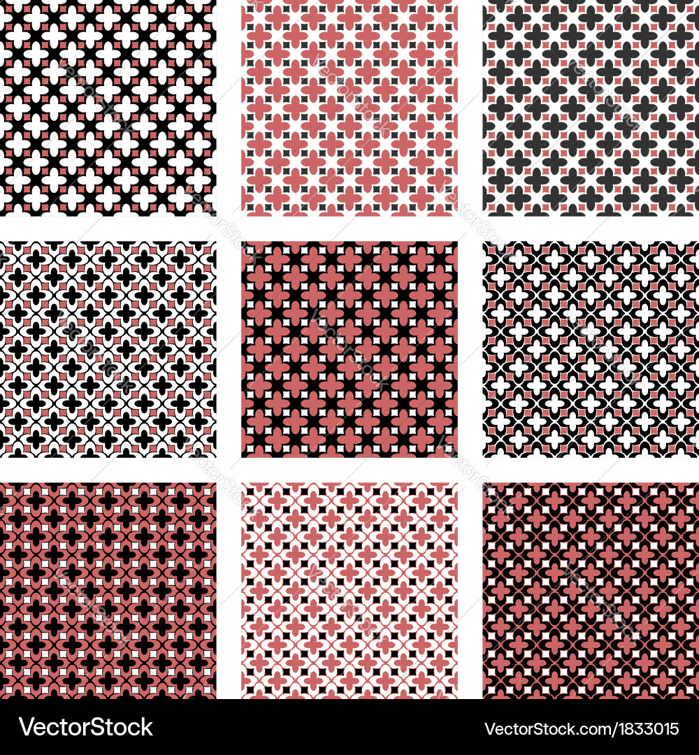 Diagonal Pattern Set - Red & Black vector image