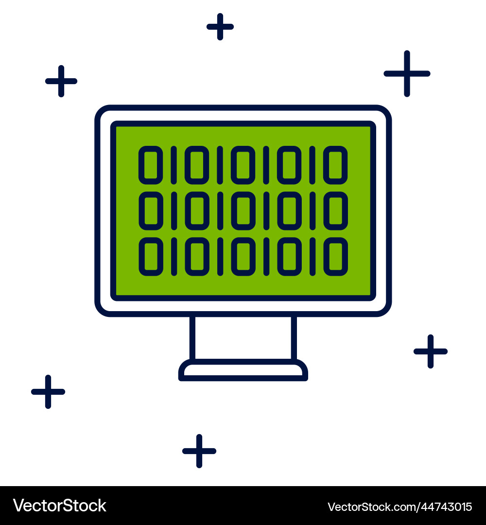 Filled outline binary code icon isolated on white Filled outline binary code icon isolated on white vector image