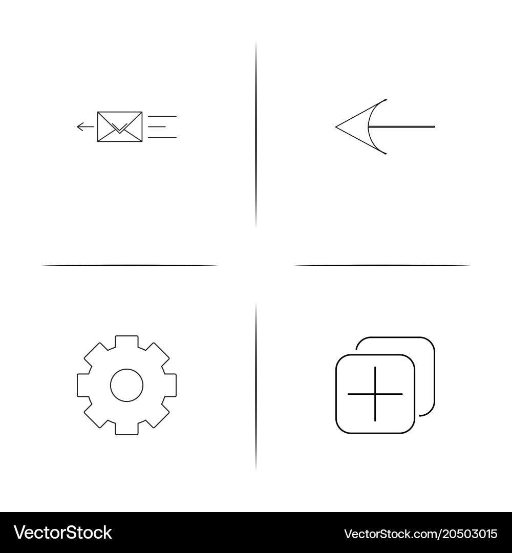 Interface simple linear icons set outlined vector image