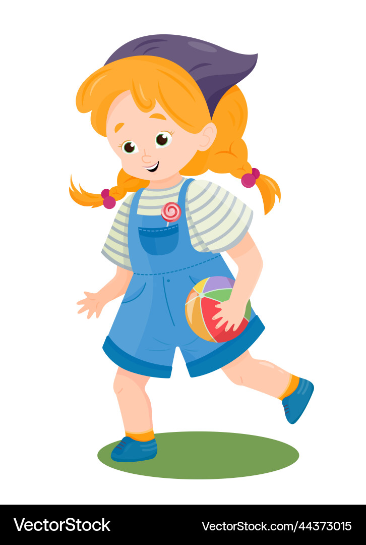 Little girl with rubber ball Little girl with rubber ball vector image