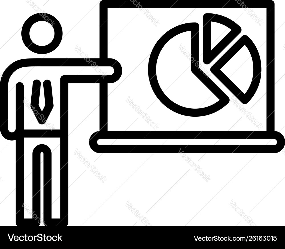 Man show pie graph icon outline style Vector Image
