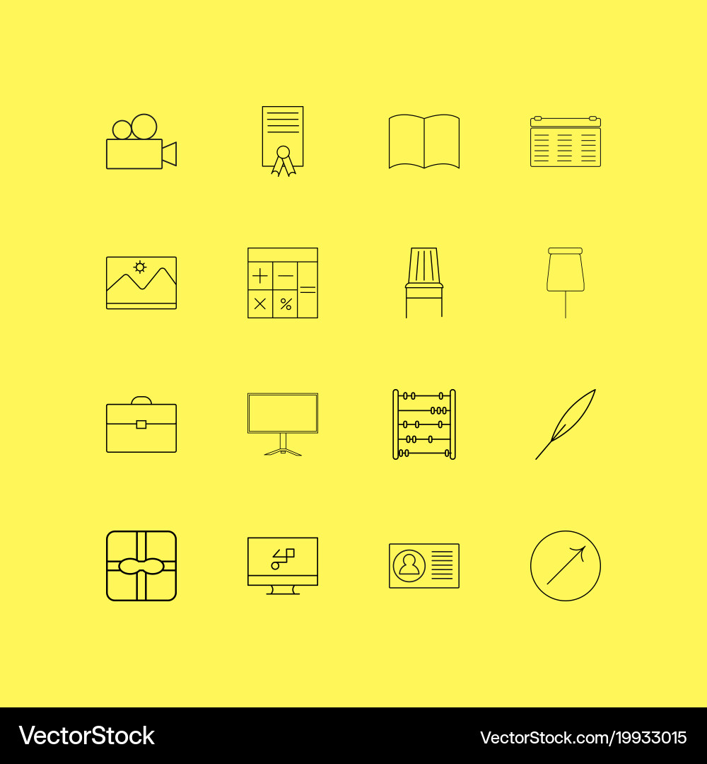 Office linear icon set simple outline icons vector image