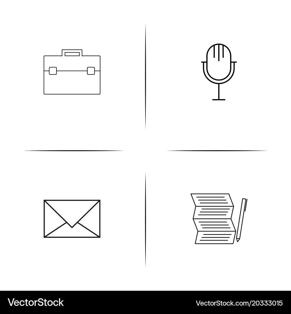 Office simple linear icon setsimple outline icons vector image