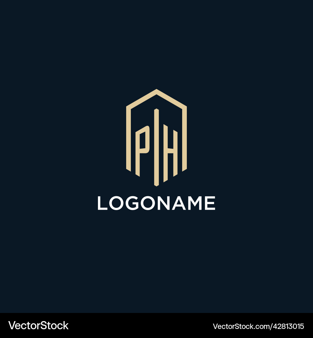 Ph initial monogram logo with hexagonal shape Ph initial monogram logo with hexagonal shape Vector Image