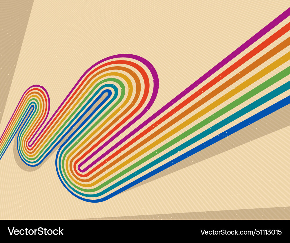 Retro style abstract background with curve lines vector image