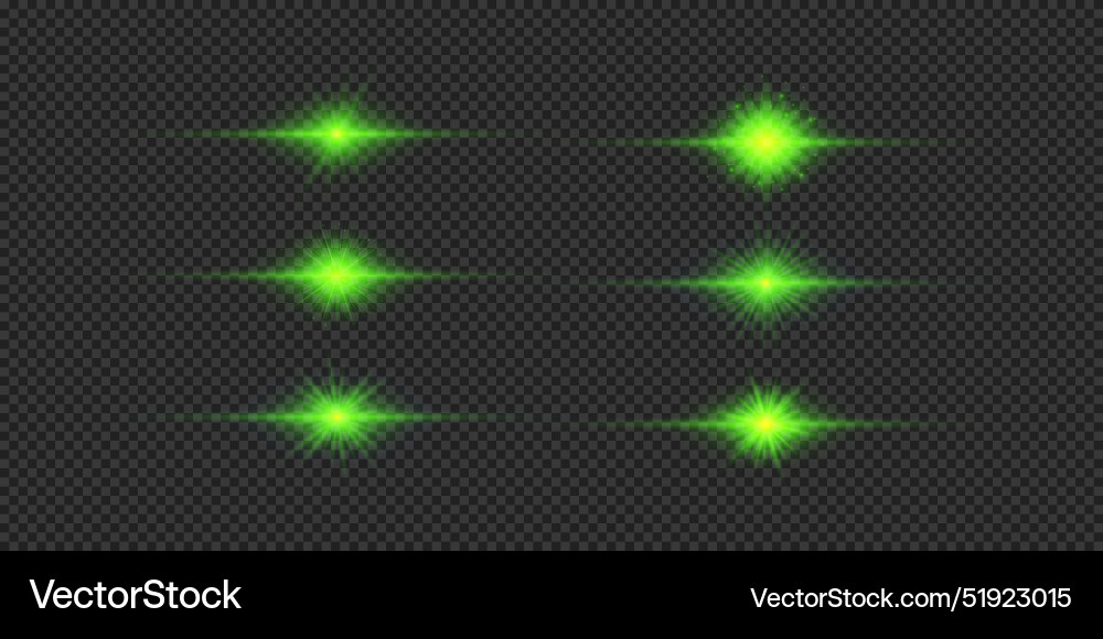 Set of green horizontal light effects lens Vector Image