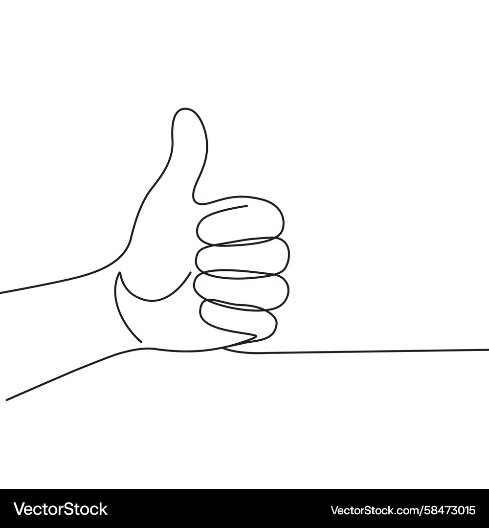 Thumbs Up Gesture - Continuous Line Art Vector Image