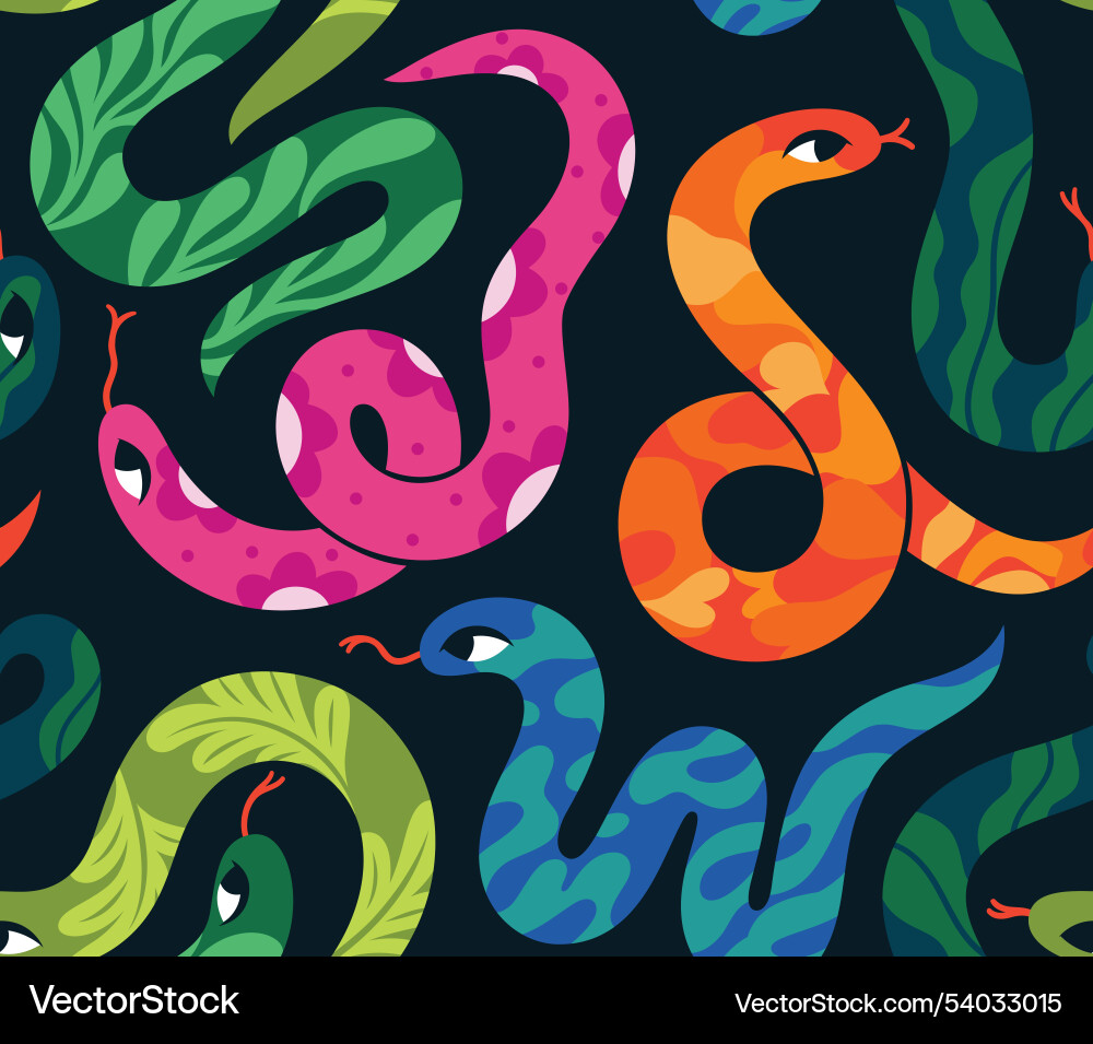 Tropical snakes isolated on black background Tropical snakes isolated on black background vector image