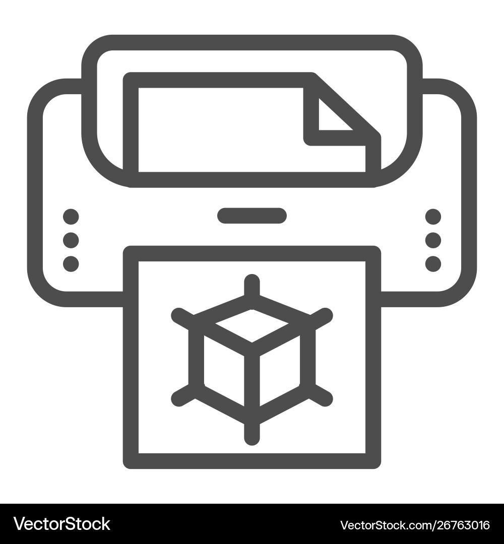 3d printer with document line icon print machine 3d printer with document line icon print machine vector image