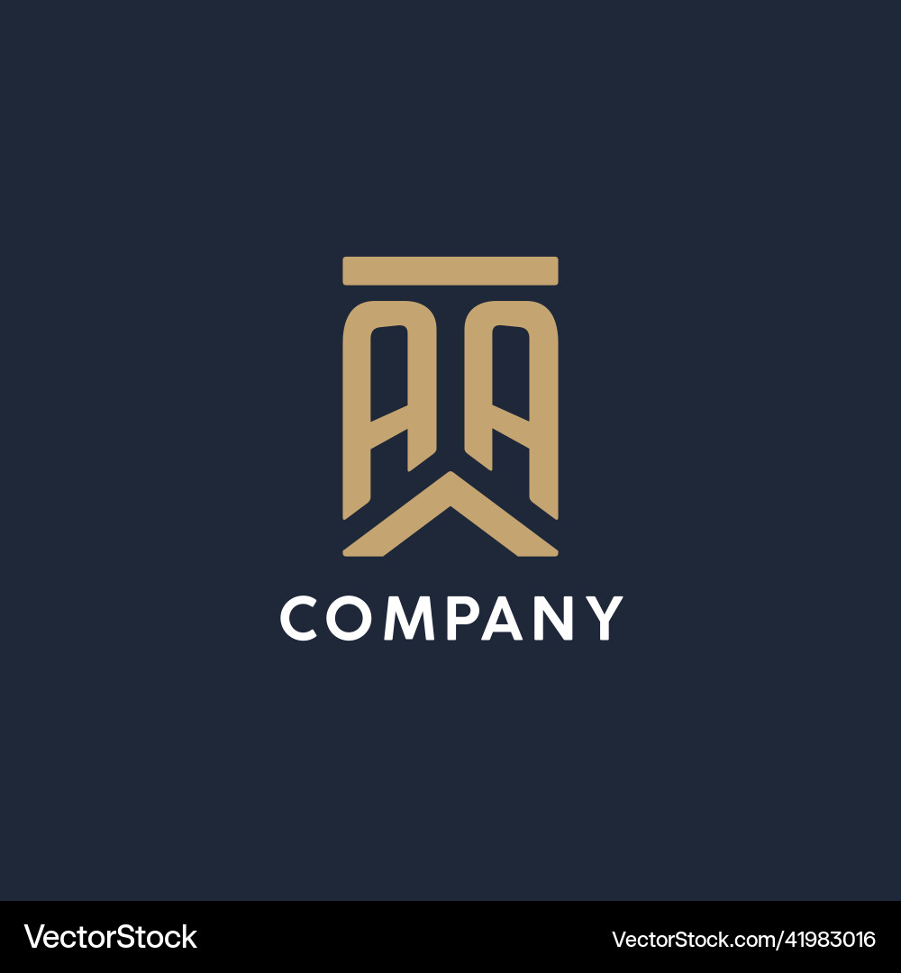 Aa initial monogram logo design in a rectangular Vector Image