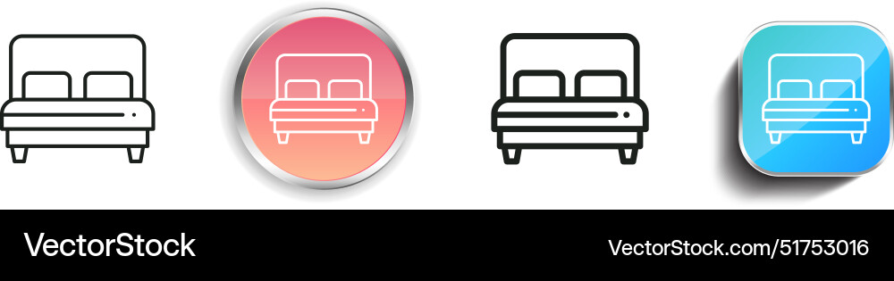 Bed icon thin linear regular and button style vector image