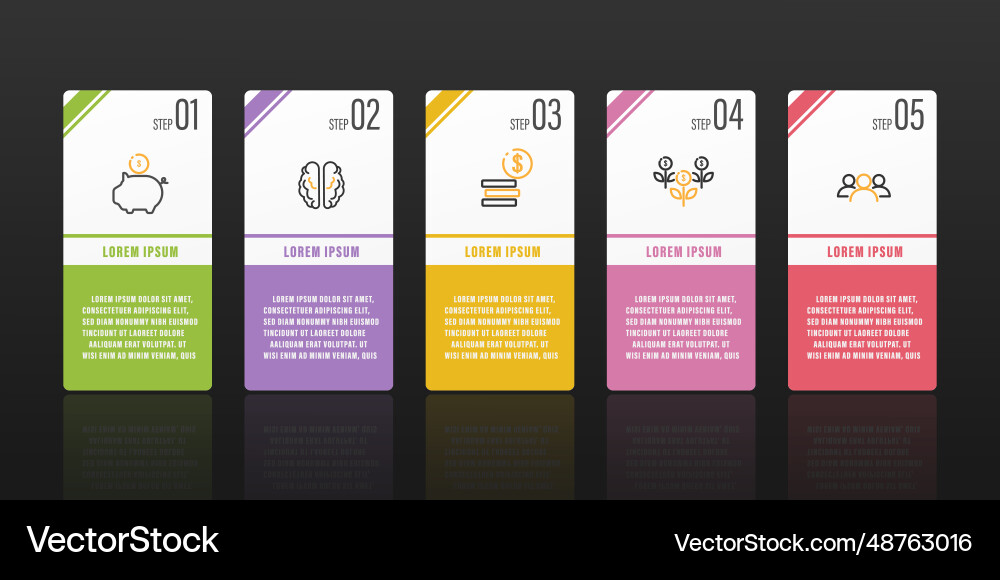 Business Infografik Flat Template mit 5 Schritt Business Infografik Flat Template mit 5 Schritt vektorbild