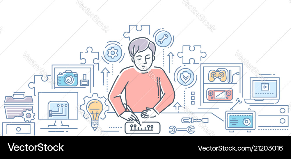 Computer service center - line design style