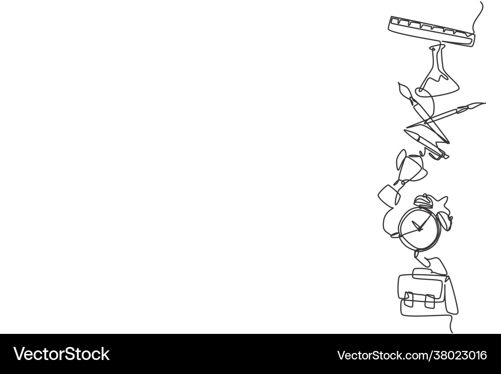 Continuous Line Drawing - Flask & Trophy vector image