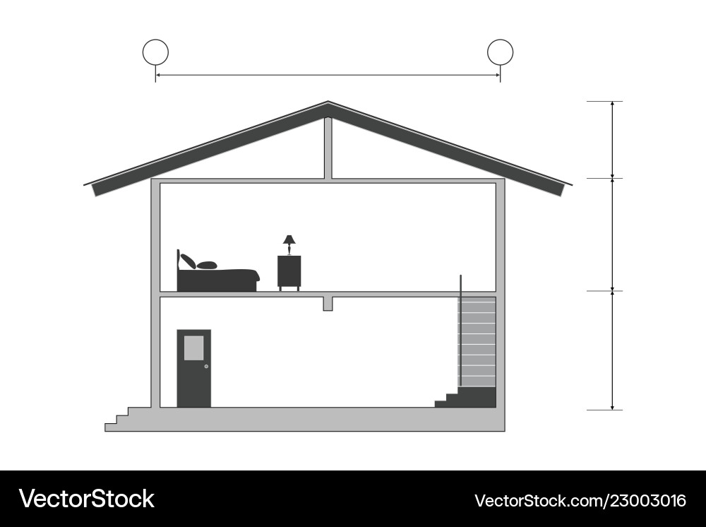 Cross section of silhouette modern house Cross section of silhouette modern house vector image