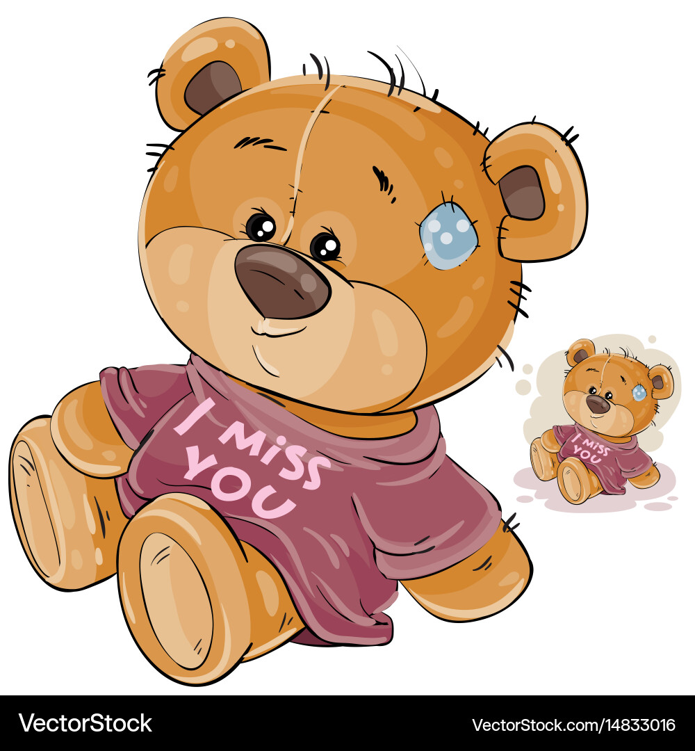 Cute Teddy Bear with 'I Miss You' Message – Royalty-Free Vector |  VectorStock, image size:1000x1080