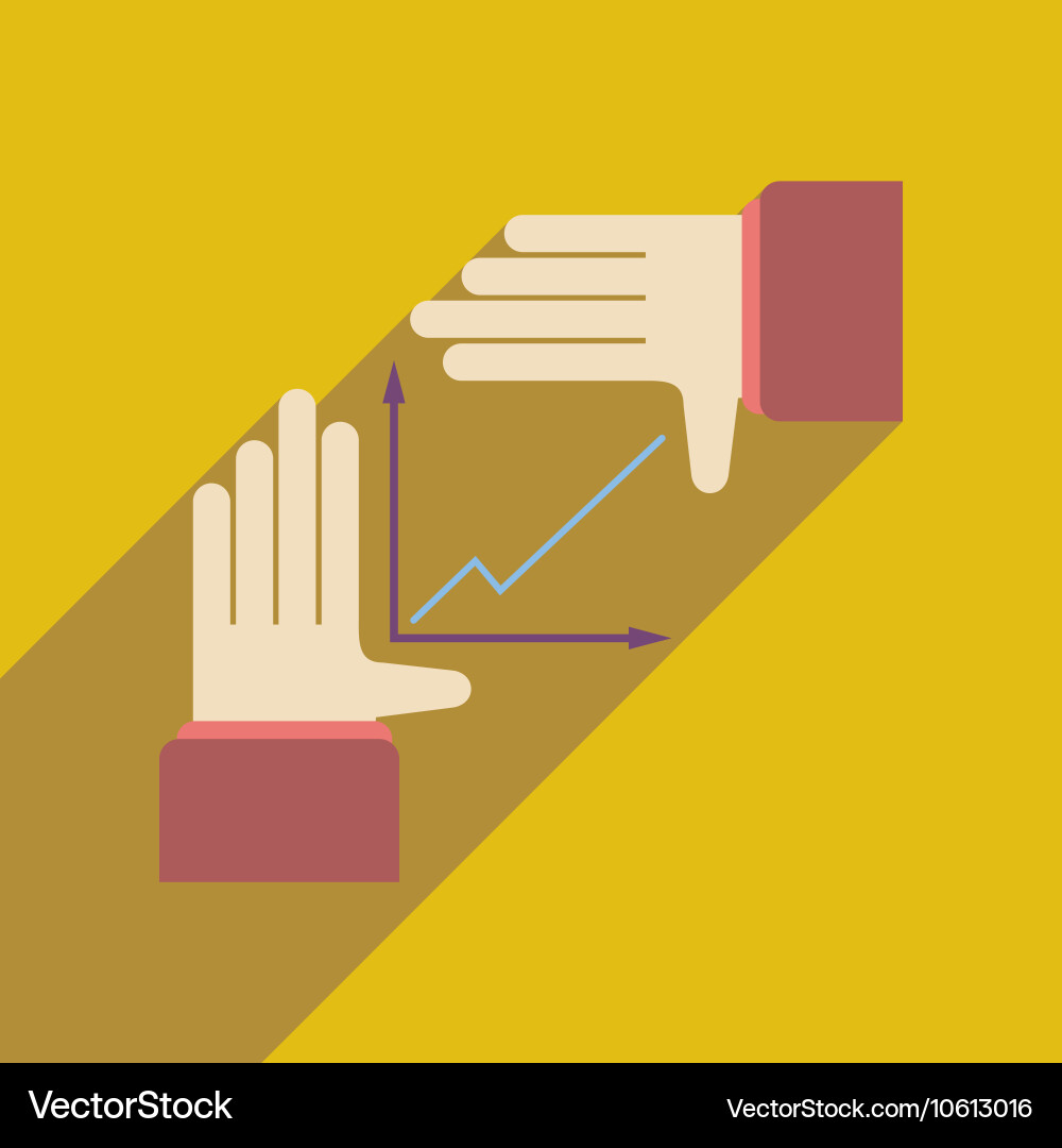 Flat web icon with long shadow hand graph vector image