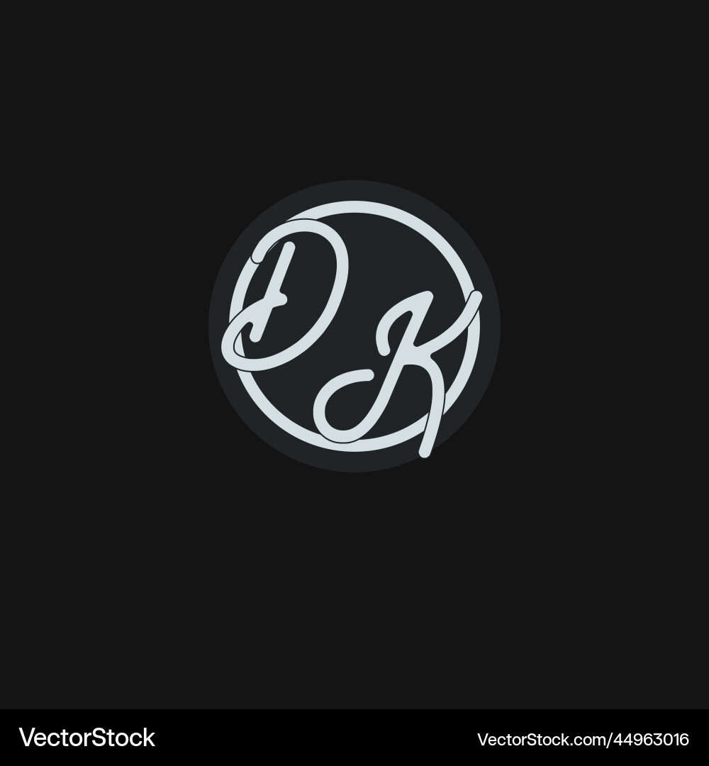 Initials dk logo monogram with simple circle line Vector Image