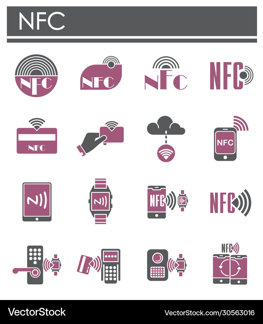 Nfc related icons set on background for graphic Nfc related icons set on background for graphic vector image
